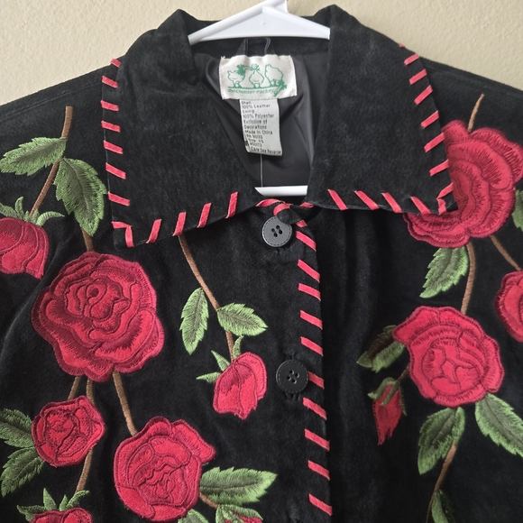 QUACKER FACTORY XS Black Leather Jacket Embroidered Biker Romantic Western NWT - Picture 8 of 14